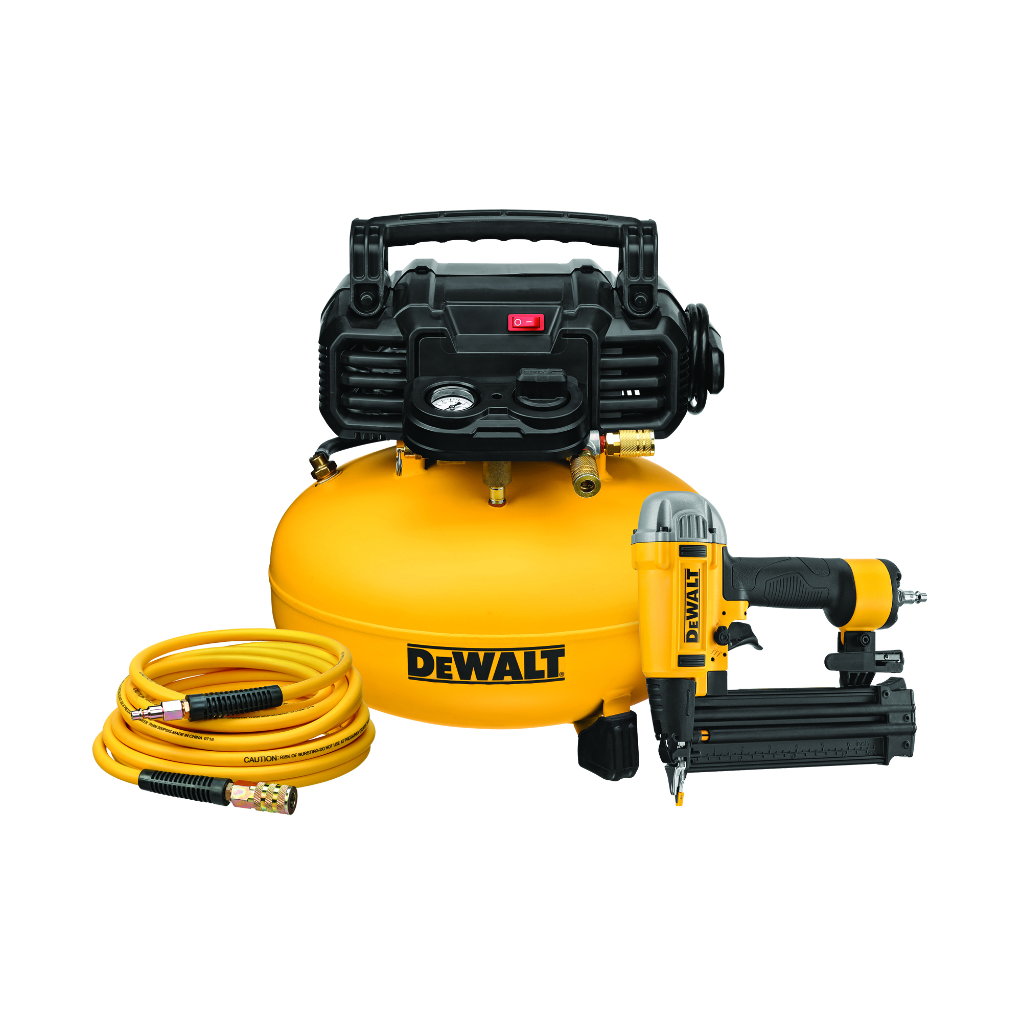 DEWALT 6 Gallon 165 PSI Pancacke Compressor w/ 18-Gauge Brad Nailer Combo Kit, Model# DXCM1KIT